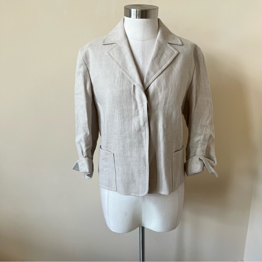 Akris Punto Linen Blend Cream Blazer Jacket